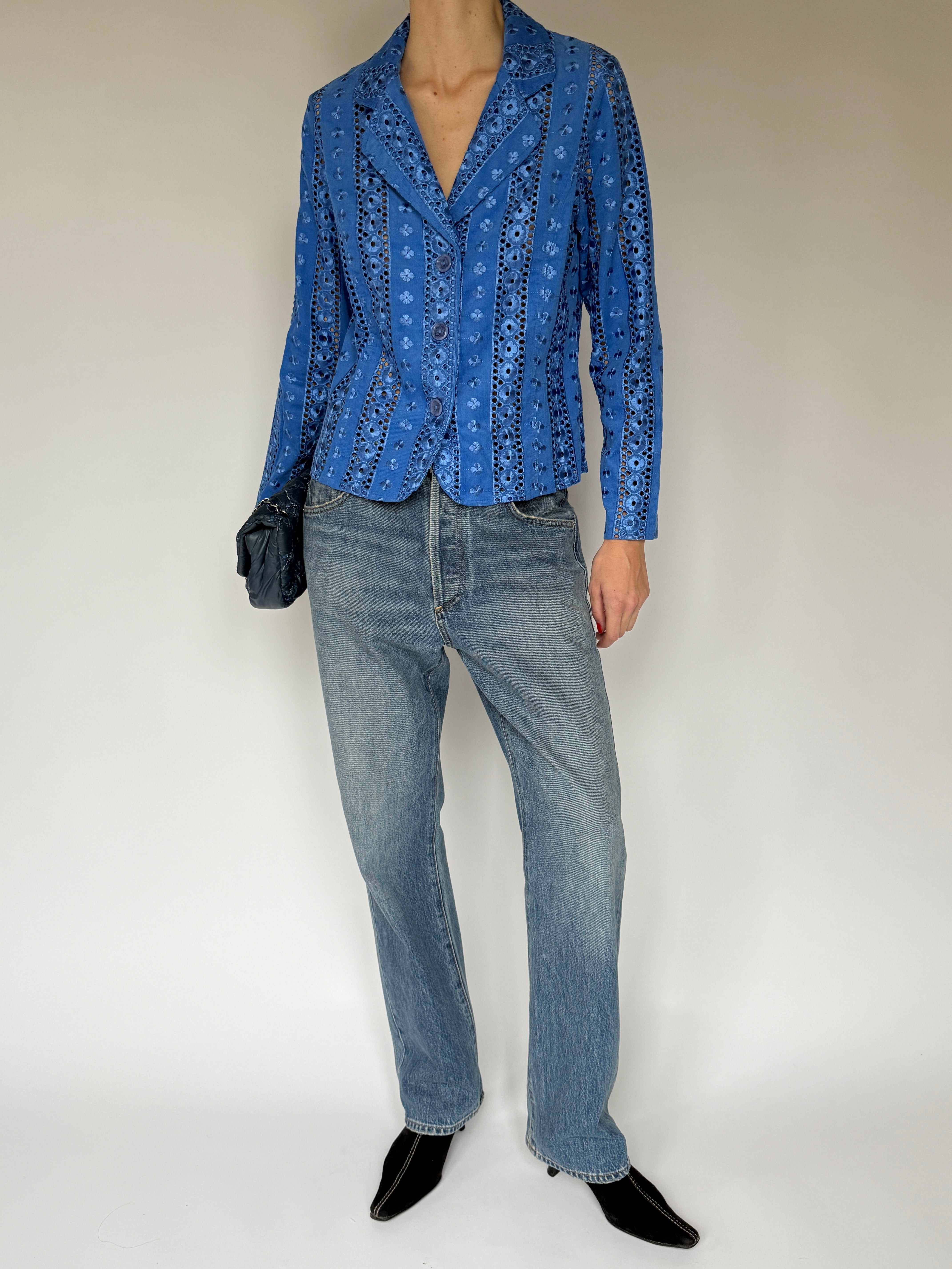 Vintage Eyelet Jacket Blue 7066