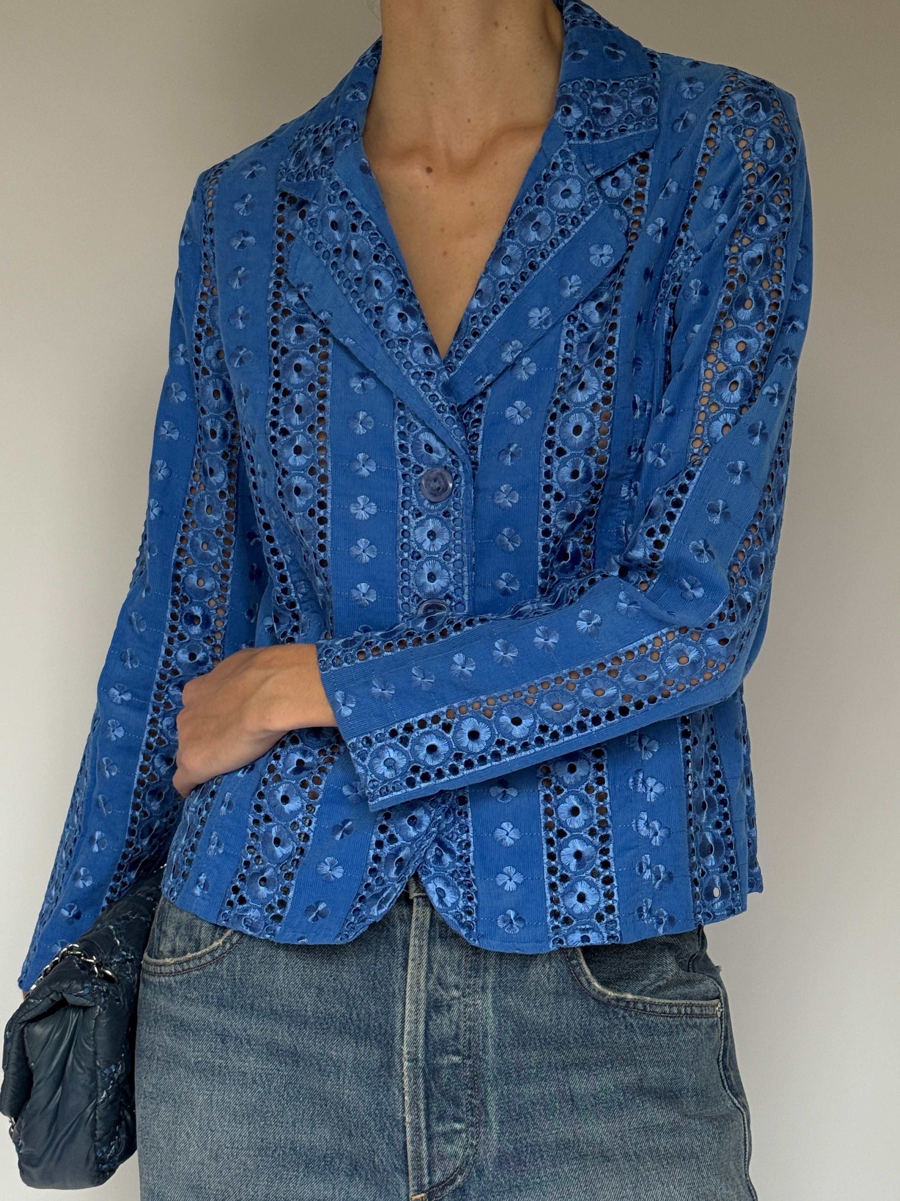 Vintage Eyelet Jacket Blue 7066