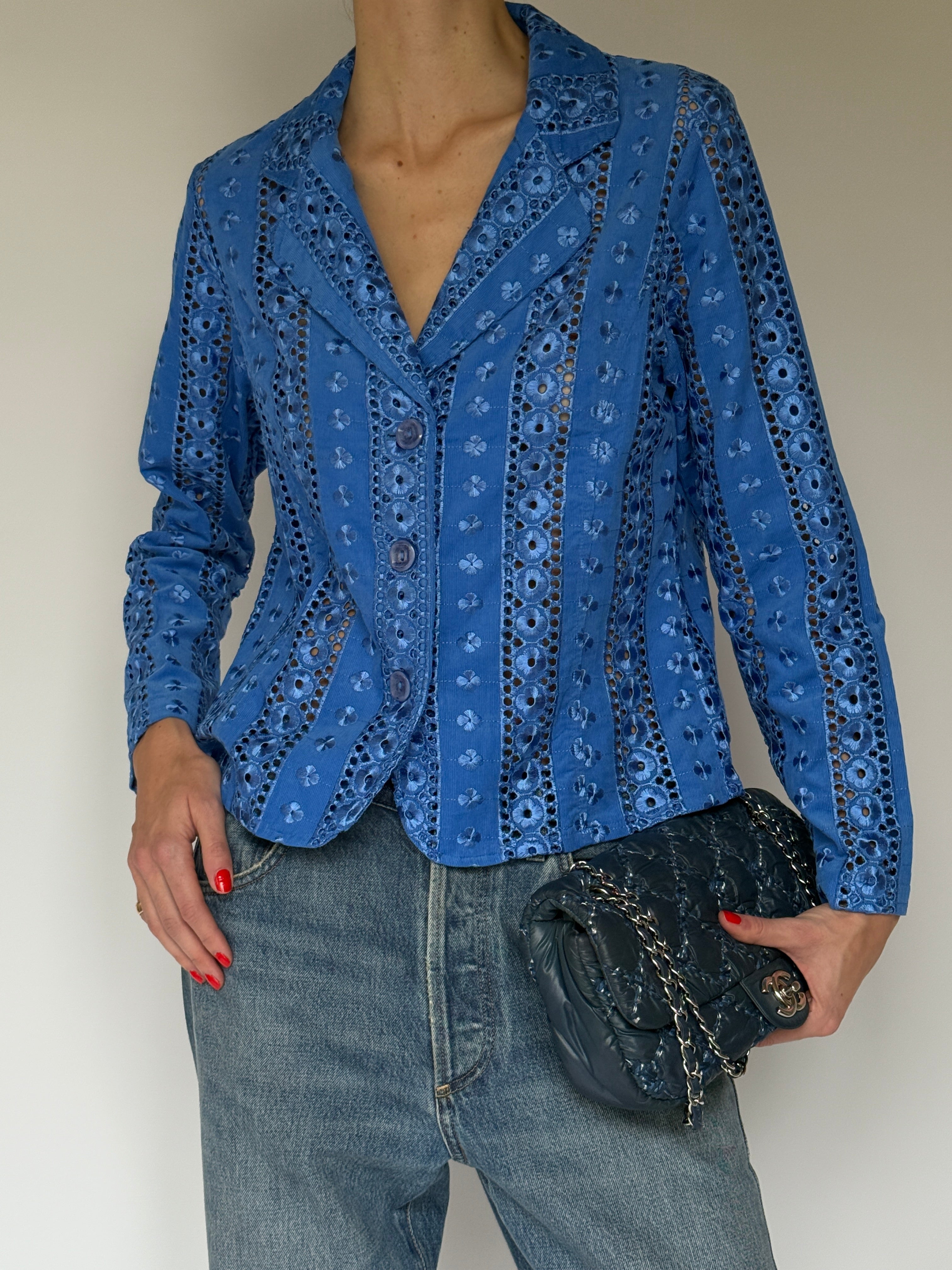 Vintage Eyelet Jacket Blue 7066