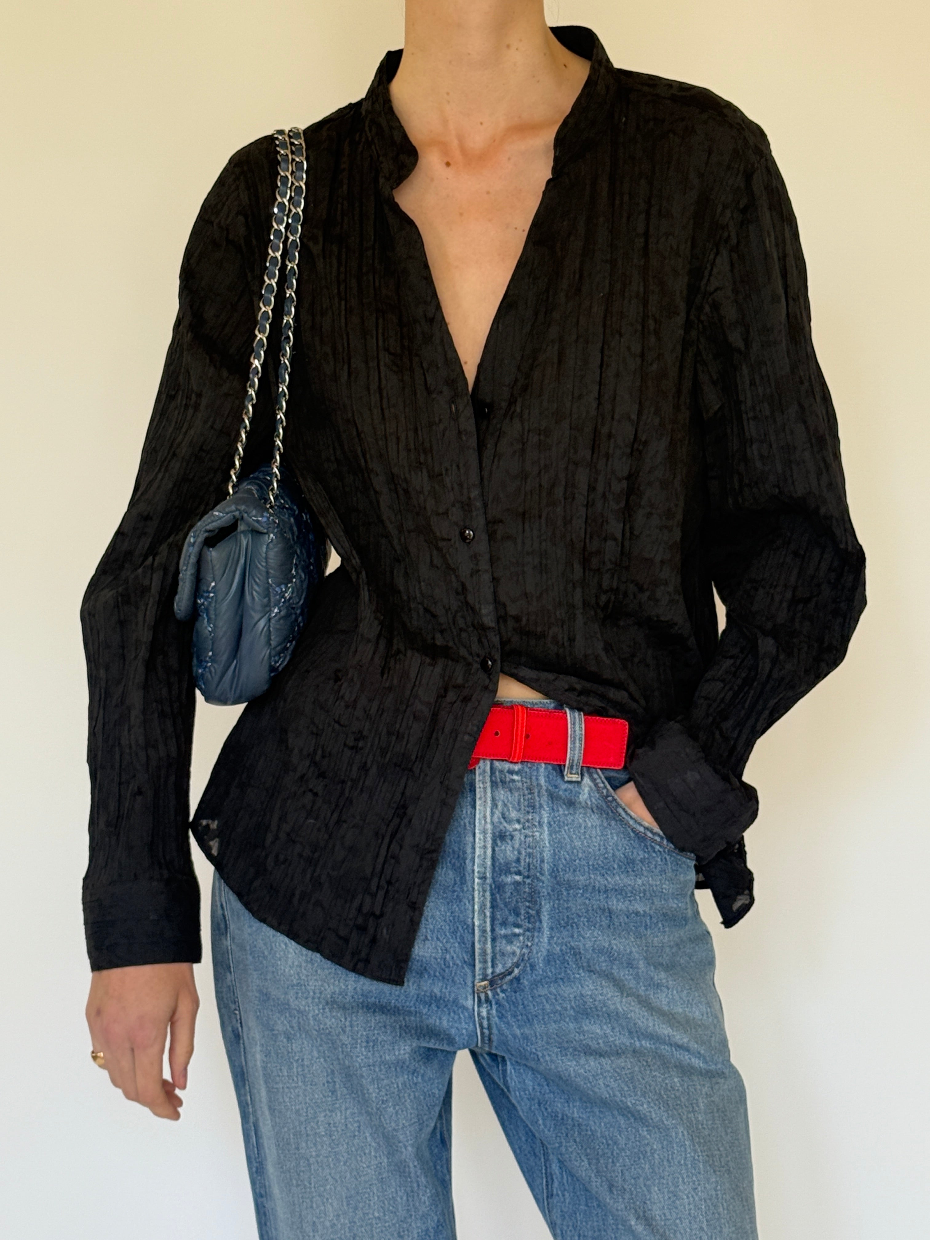 Vintage sheer textured blouse front view