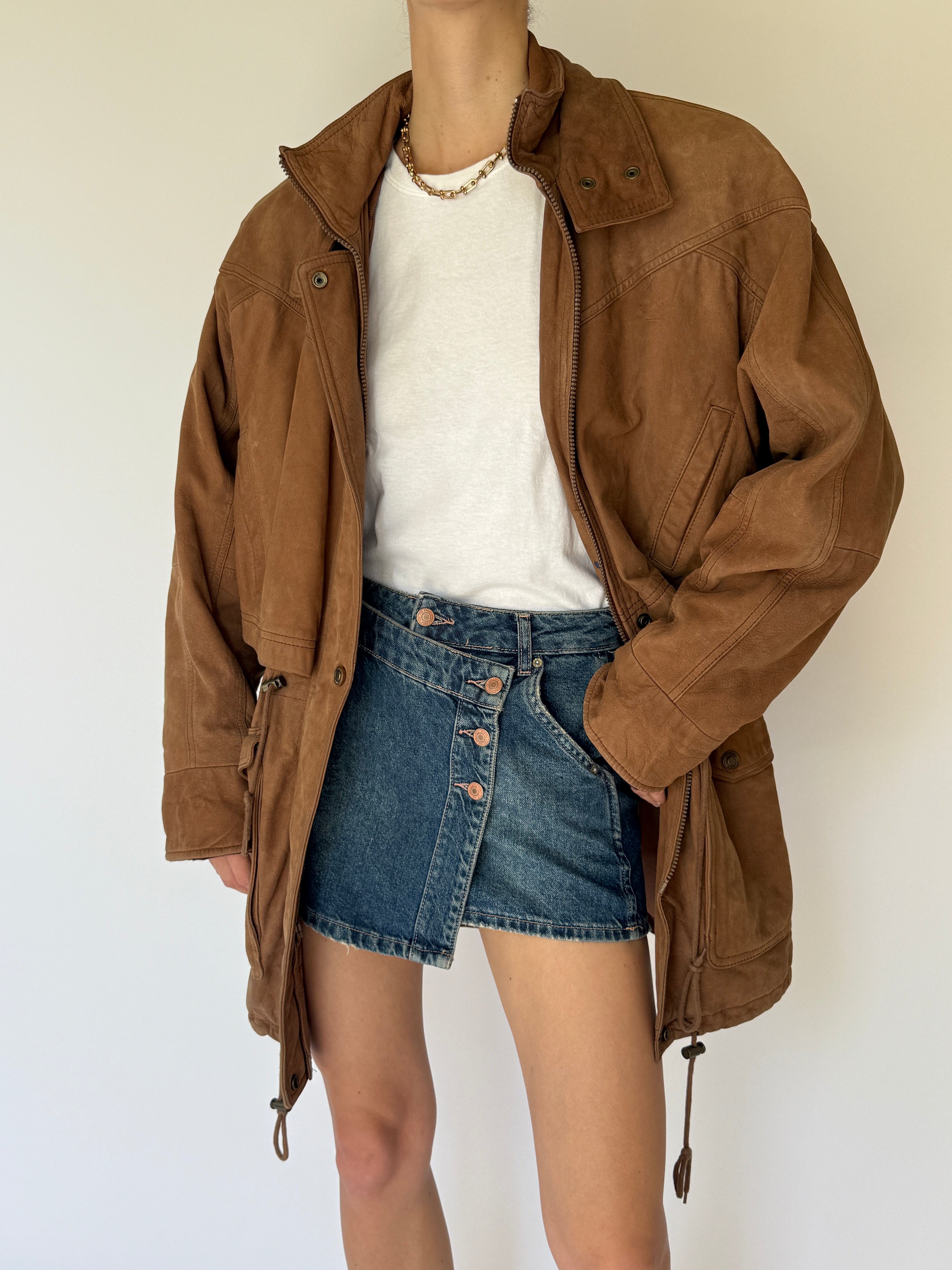 Vintage Leather Jacket In Brown 5687