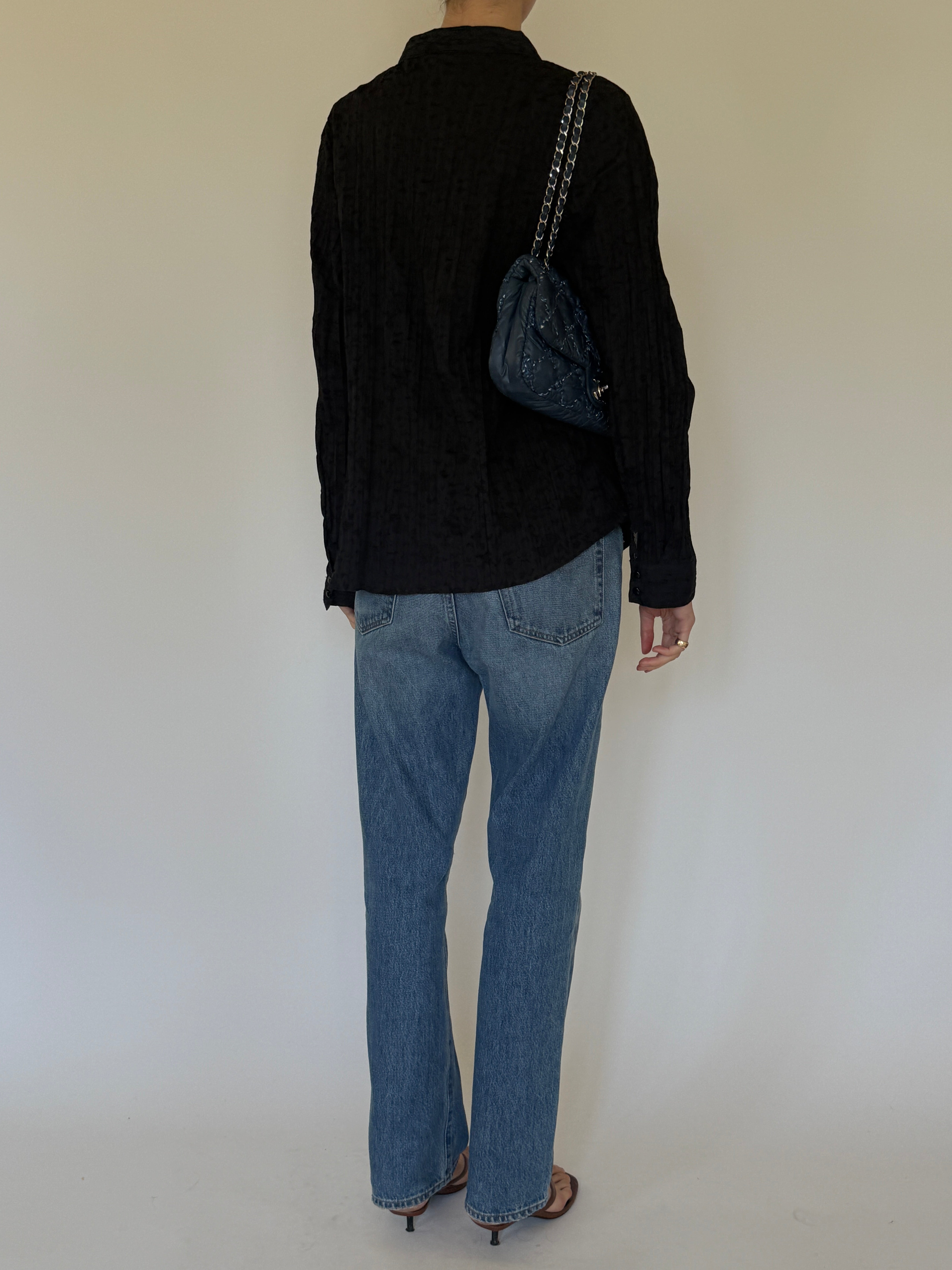 Vintage sheer textured blouse back view