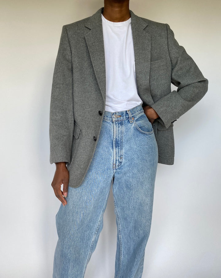 VINTAGE GREY SINGLE BREASTED BLAZER 3644