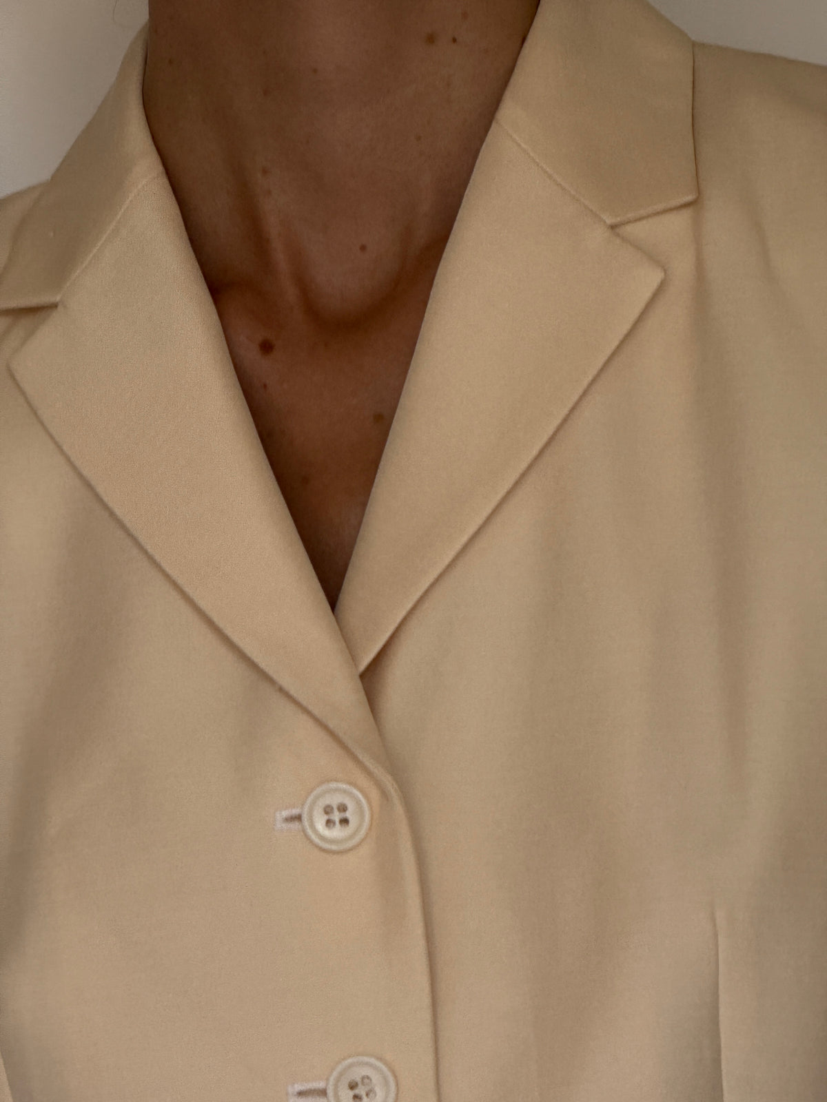Vintage Fitted Silk Blazer Ivory 8204