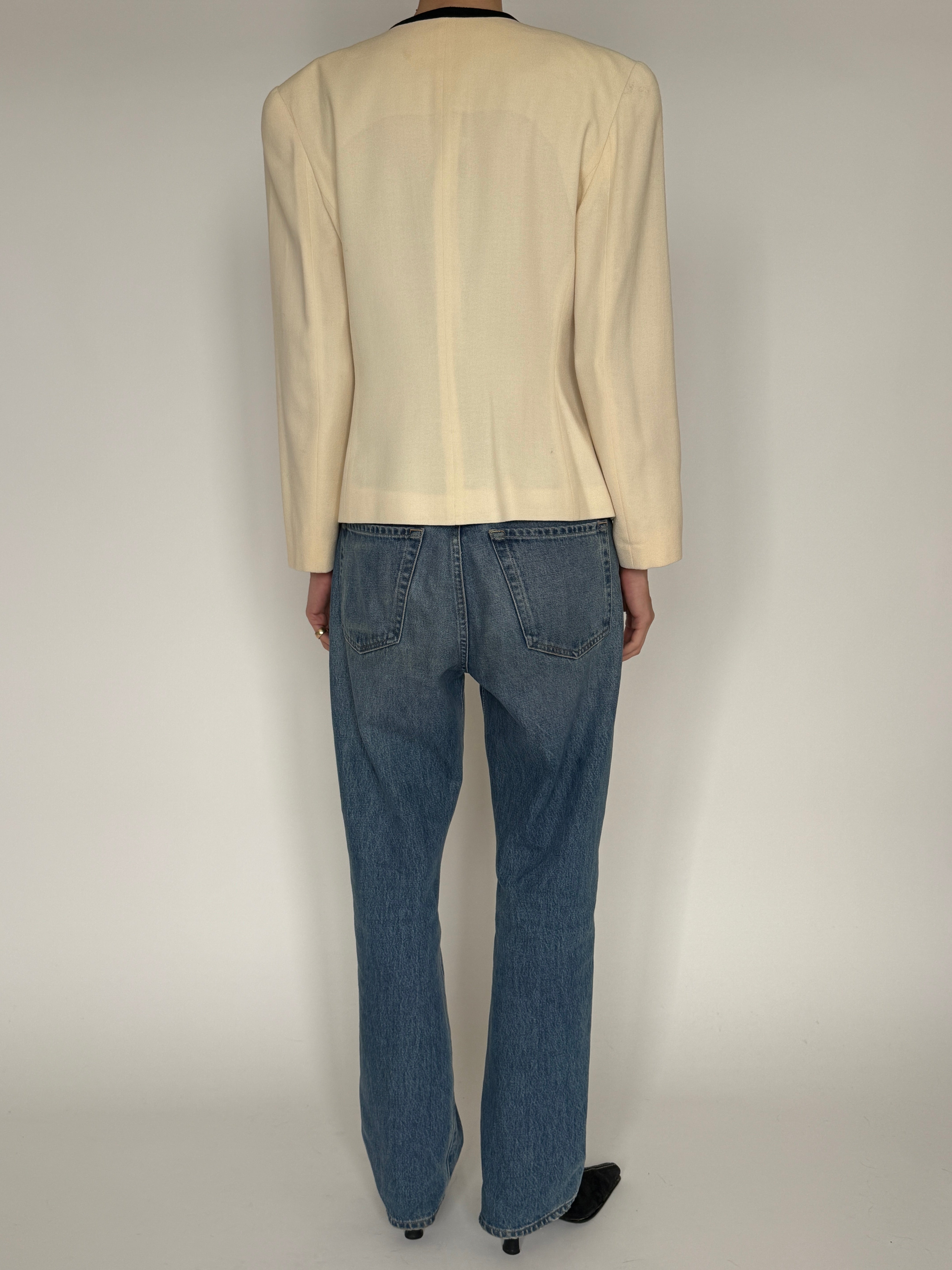 Vintage cream wrap blazer back view