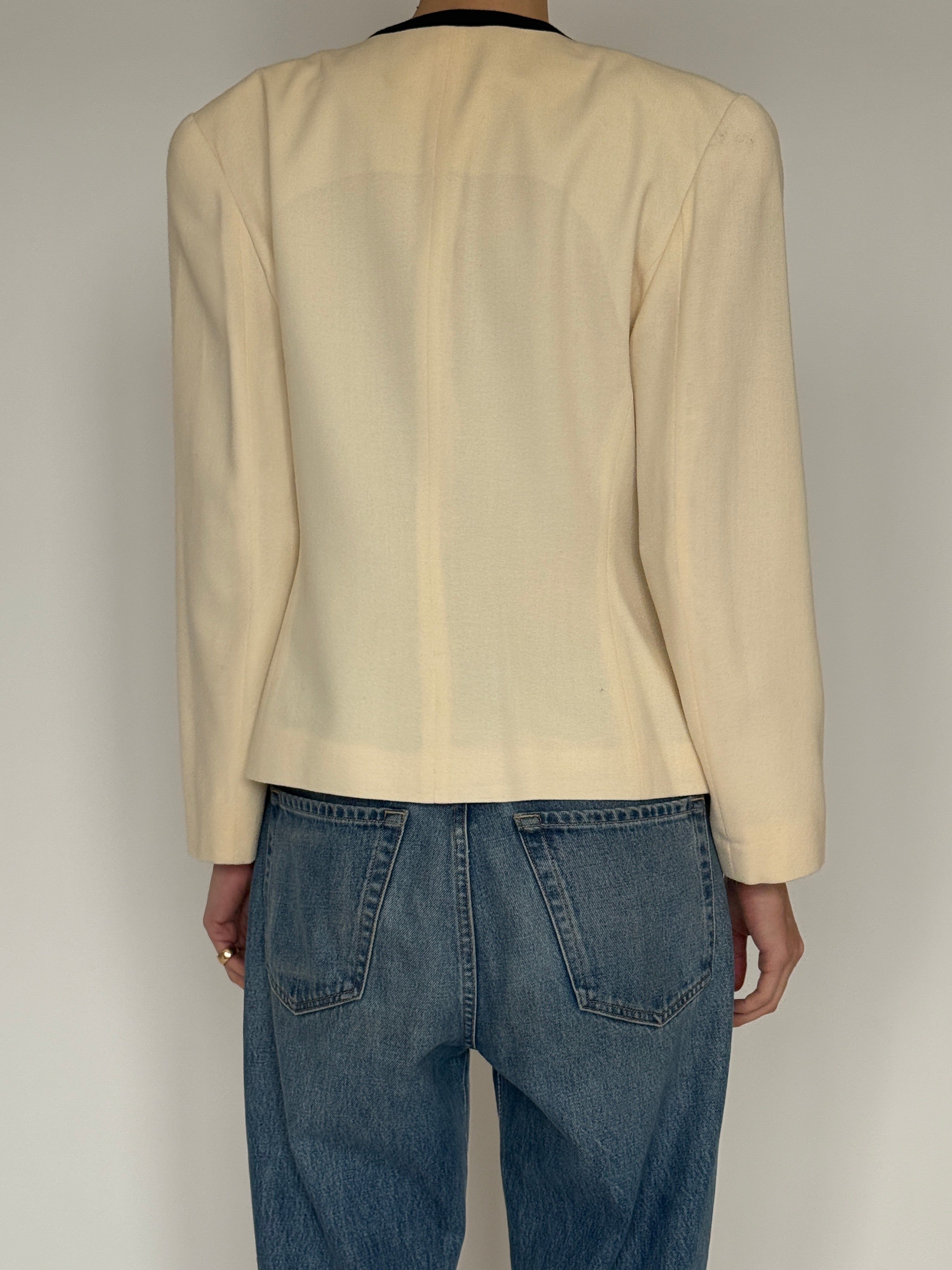 Vintage cream wrap blazer back view
