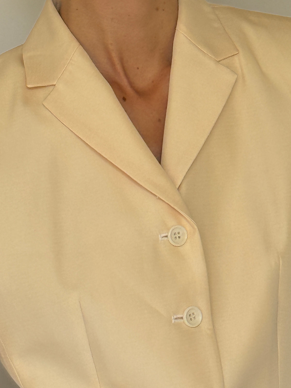 Vintage Fitted Silk Blazer Ivory 8204