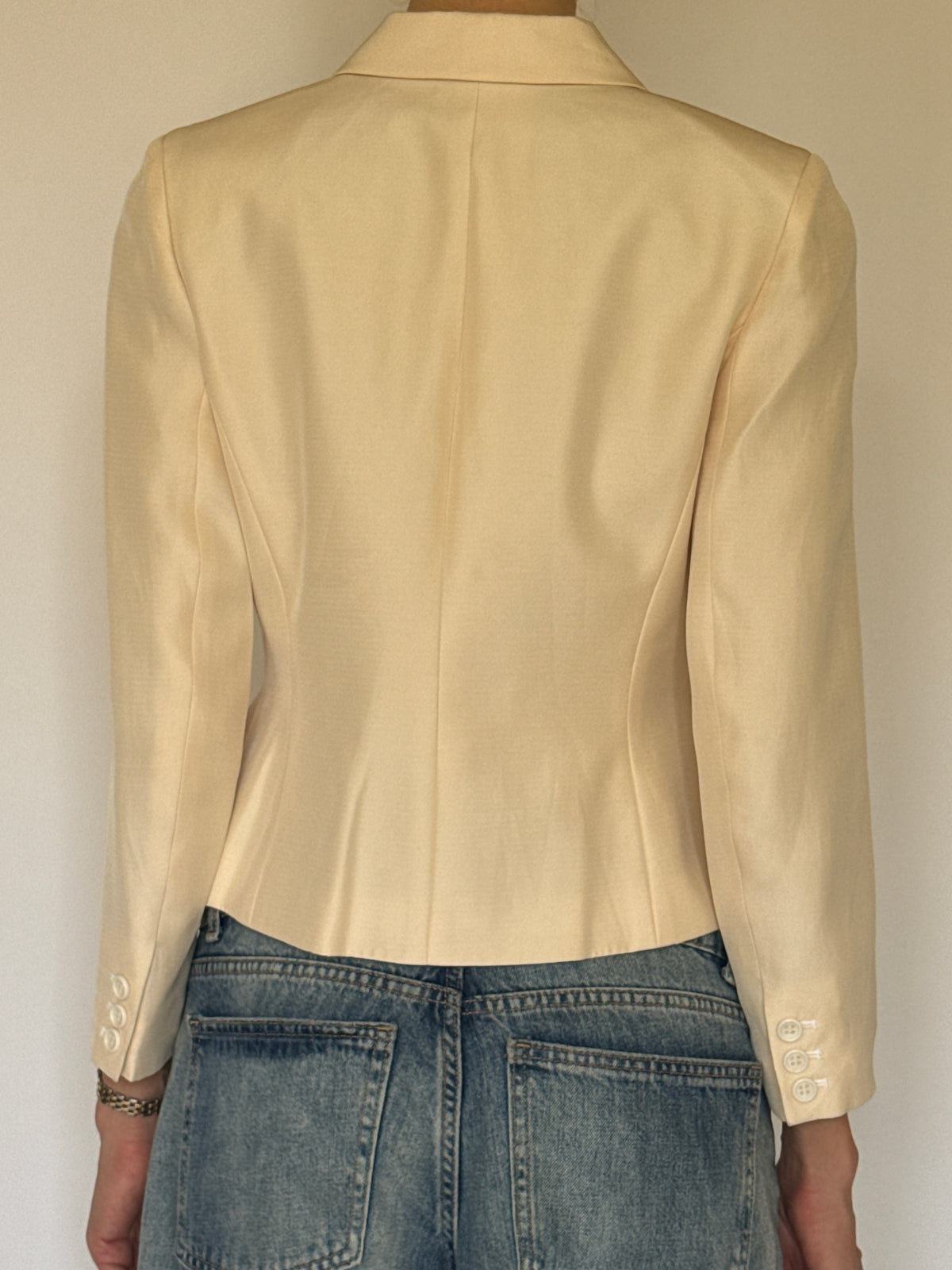 Vintage Fitted Silk Blazer Ivory 8204