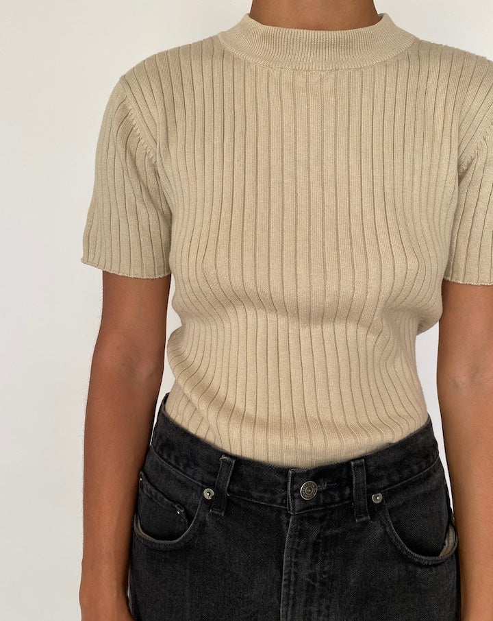VINTAGE BEIGE KNIT TOP 2056