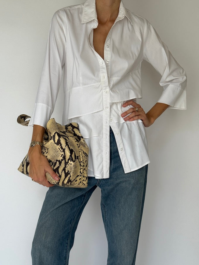 Vintage Panel Detailing Shirt White 6128
