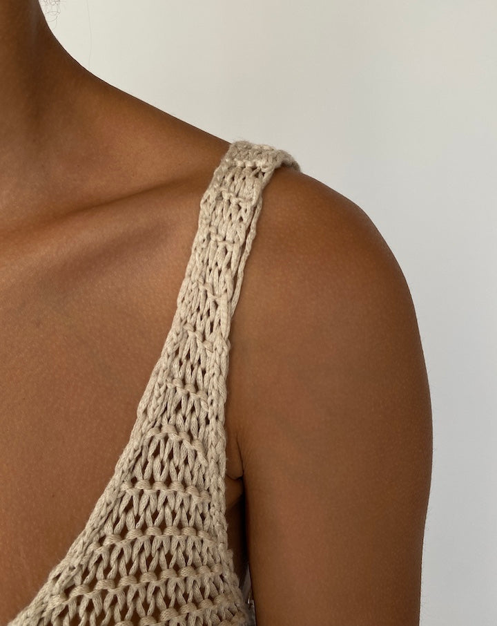 VINTAGE BEIGE KNIT TANK 2059