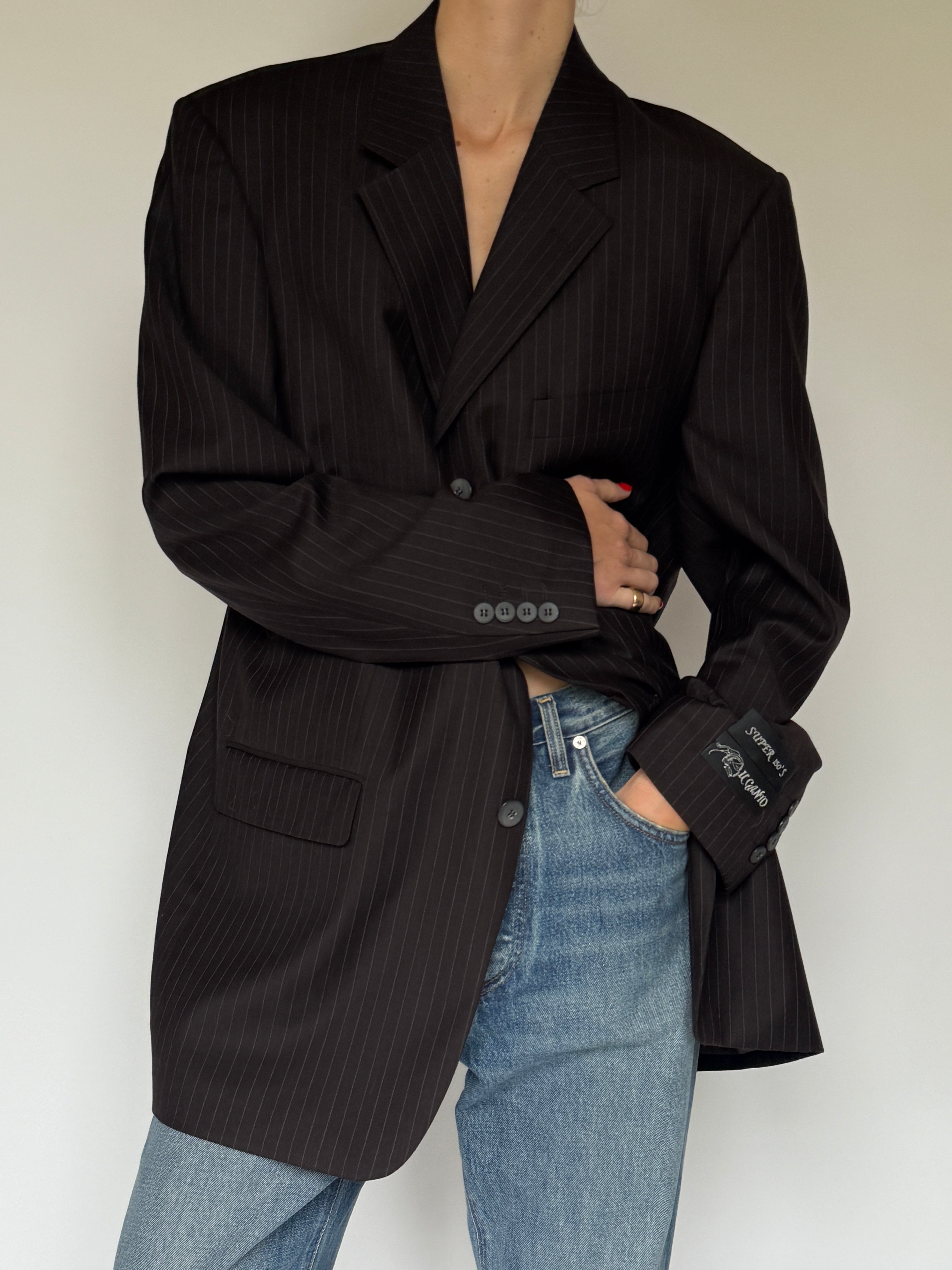 Vintage pinstripe blazer front view