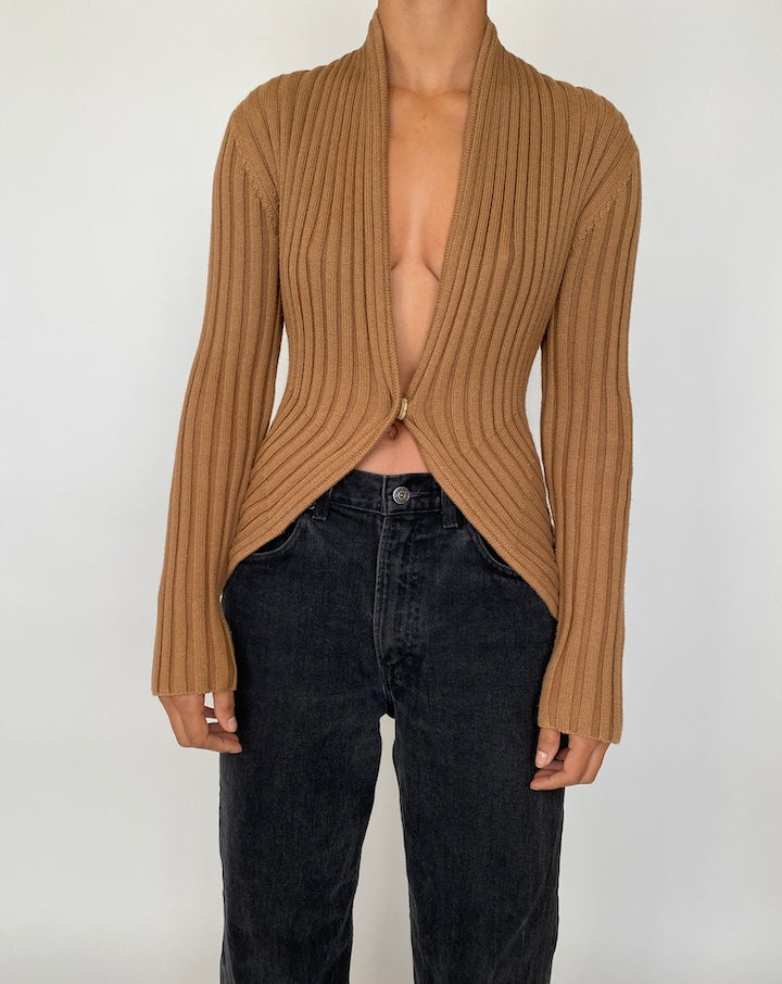 VINTAGE KNITTED BEIGE CARDIGAN 2063