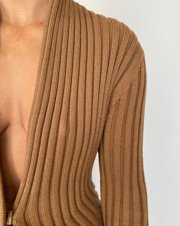 VINTAGE KNITTED BEIGE CARDIGAN 2063