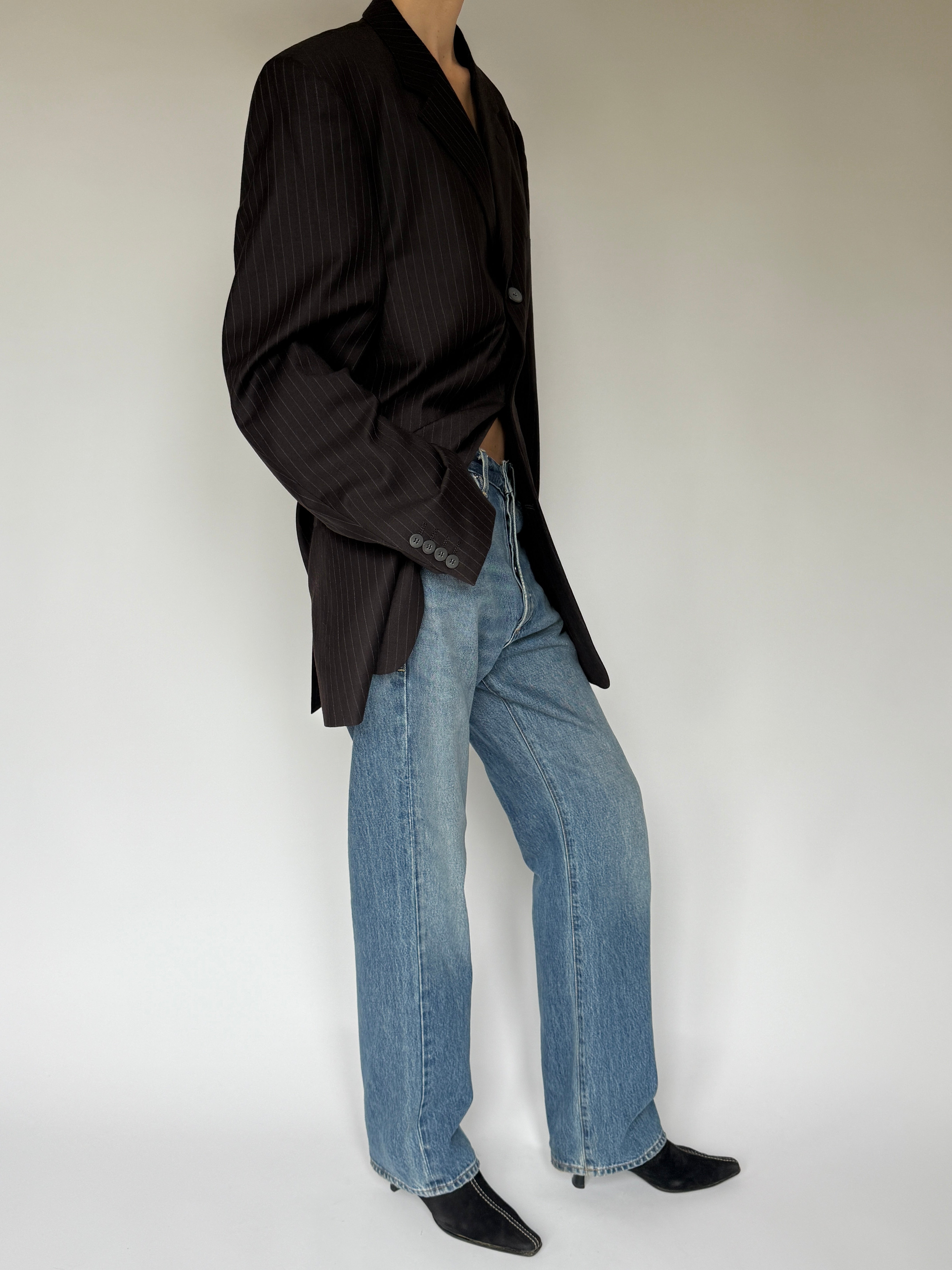 Vintage pinstripe blazer side view