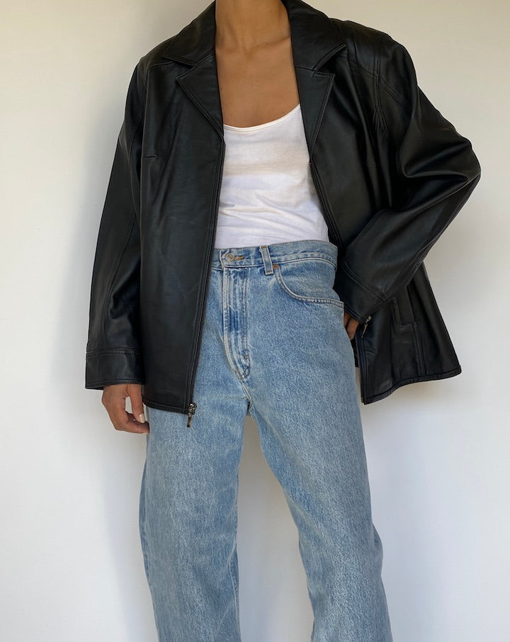 VINTAGE BLACK LEATHER JACKET 3245
