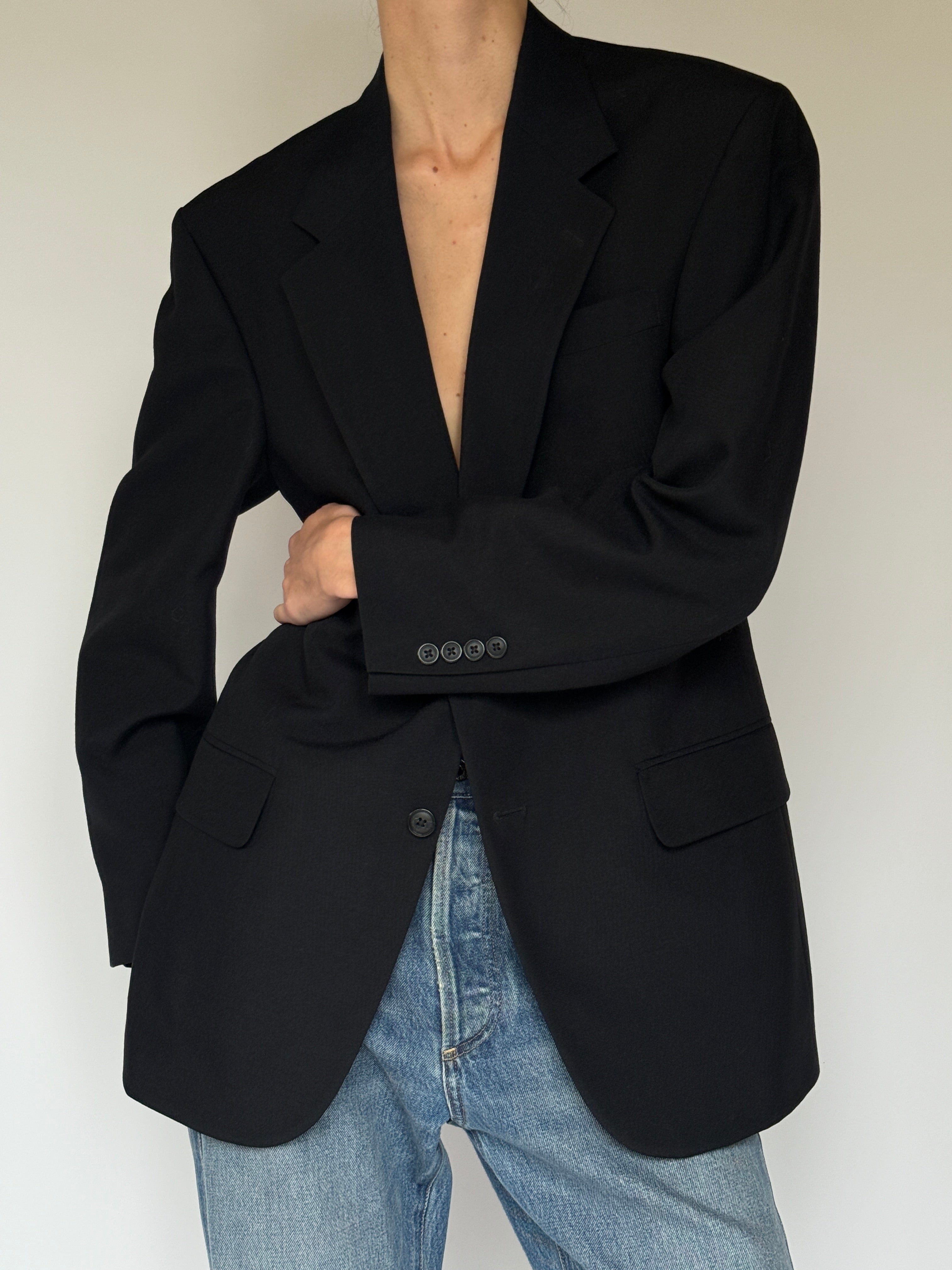 Vintage black blazer close-up