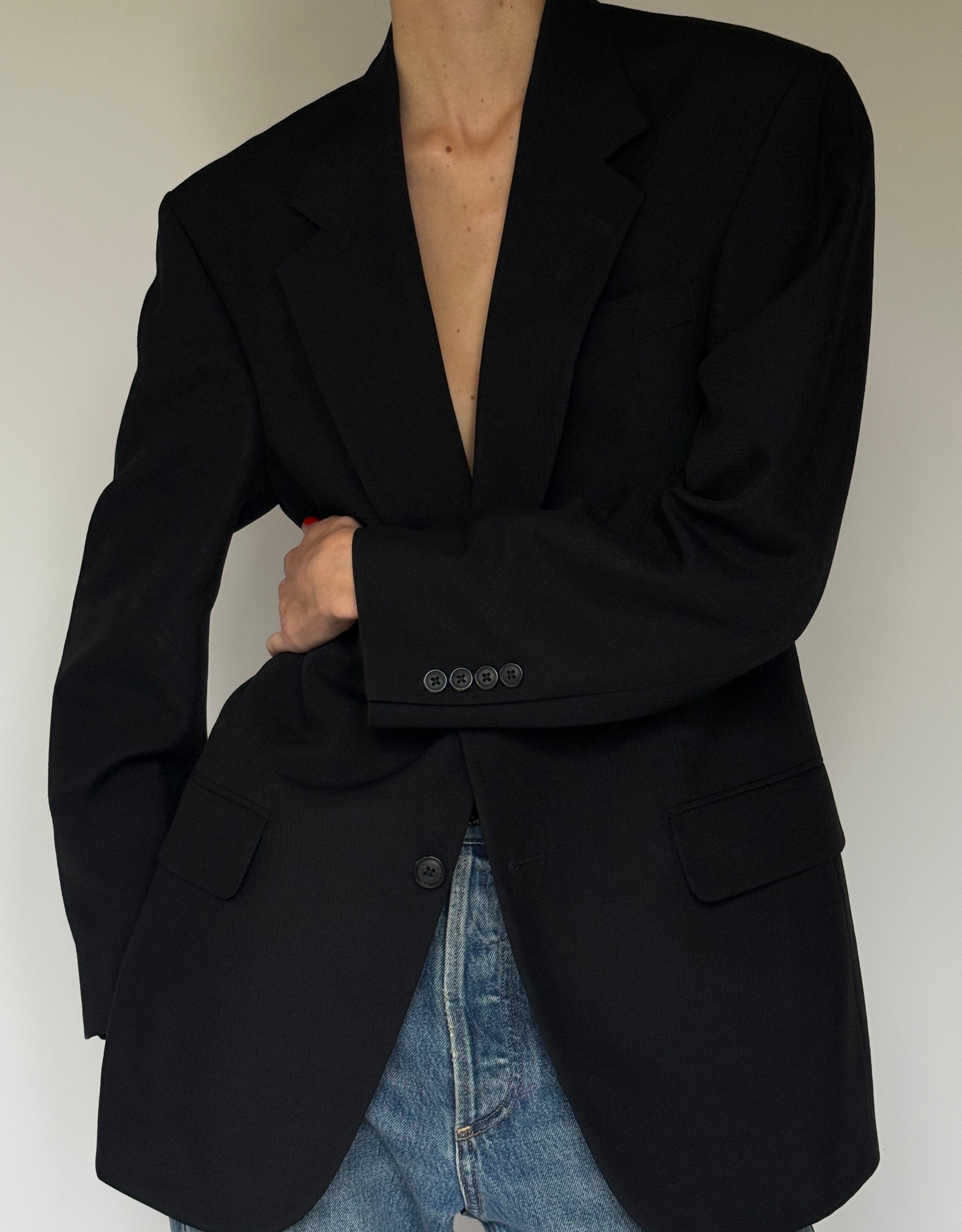 Vintage black blazer lapel detail
