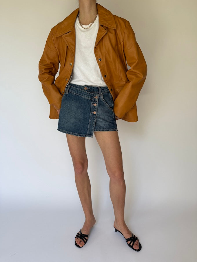 Vintage Beige Leather Jacket 5077