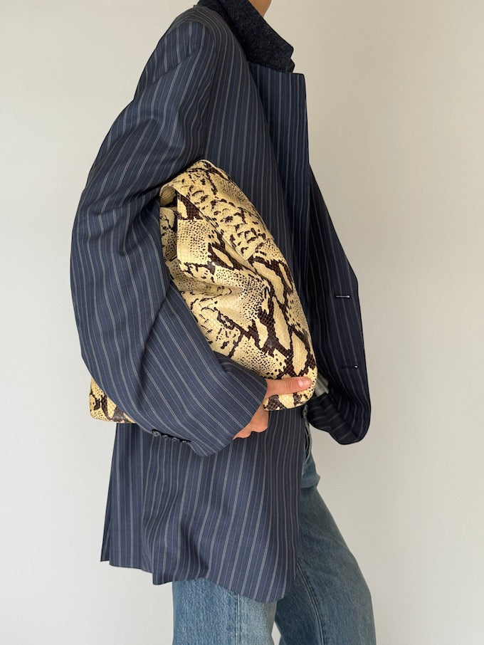 Vintage Striped Virgin Wool Blazer Navy 5962