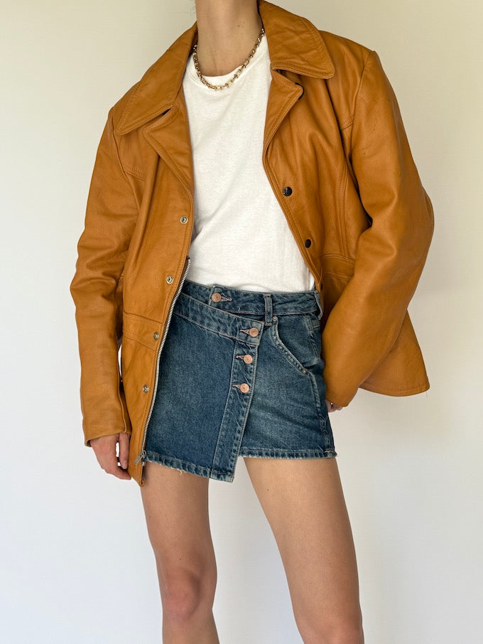 Vintage Beige Leather Jacket 5077