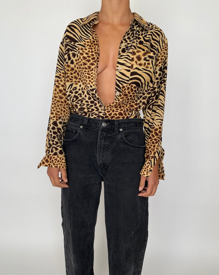 VINTAGE ANIMAL PRINTED BLOUSE 2068