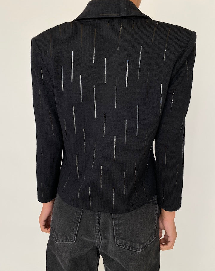 VINTAGE BEAUTIFUL BLACK CARDIGAN WITH SEQUIN DETAILING 2069