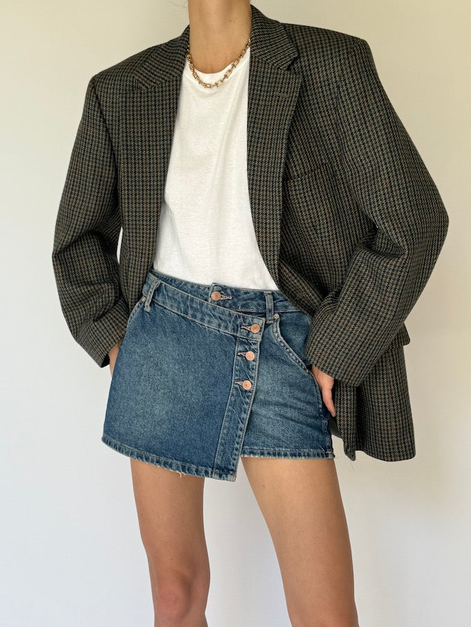 Vintage Houndstooth Wool Blazer 5850
