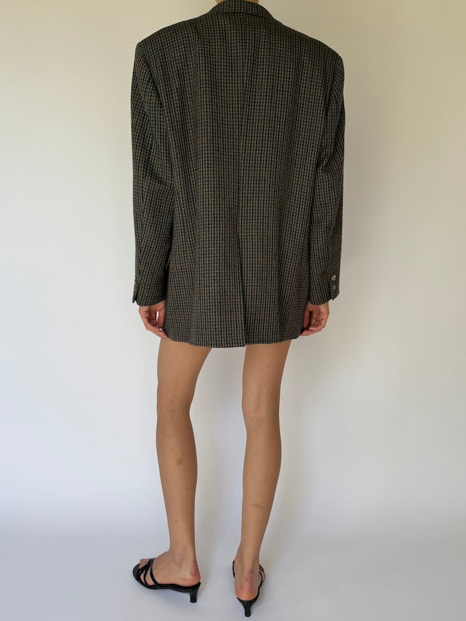 Vintage Houndstooth Wool Blazer 5850