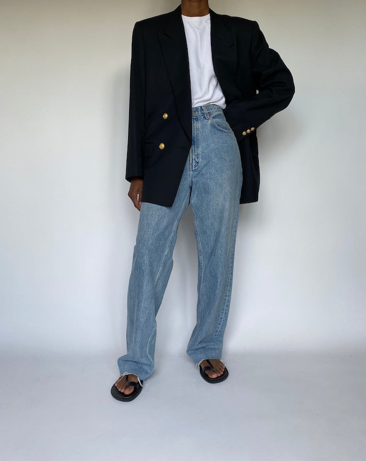 VINTAGE BLACK DOUBLE BREASTED BLAZER 3654