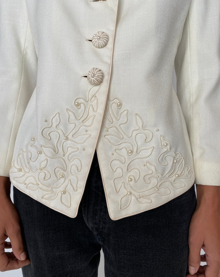 VINTAGE OFF WHITE BLAZER JACKET 2070