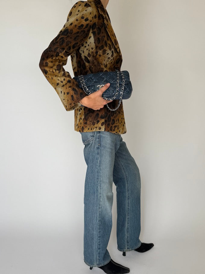 Vintage Leopard Print Wool-Blend Blazer