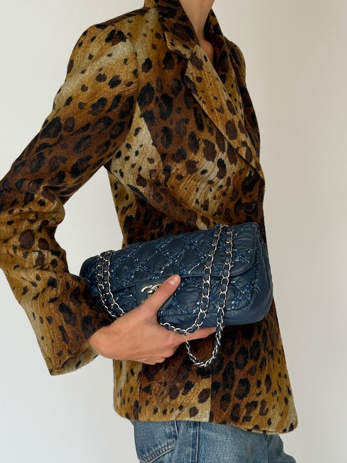 Vintage Leopard Print Wool-Blend Blazer