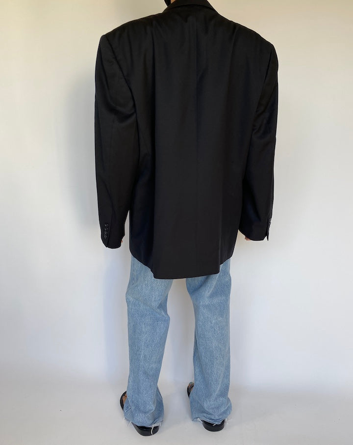 VINTAGE OVERSIZED BLACK WOOL BLAZER 3256