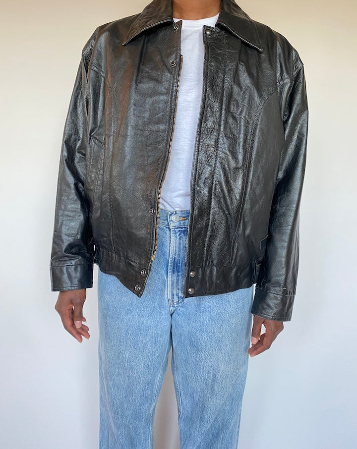 VINTAGE BLACK LEATHER JACKET 1287