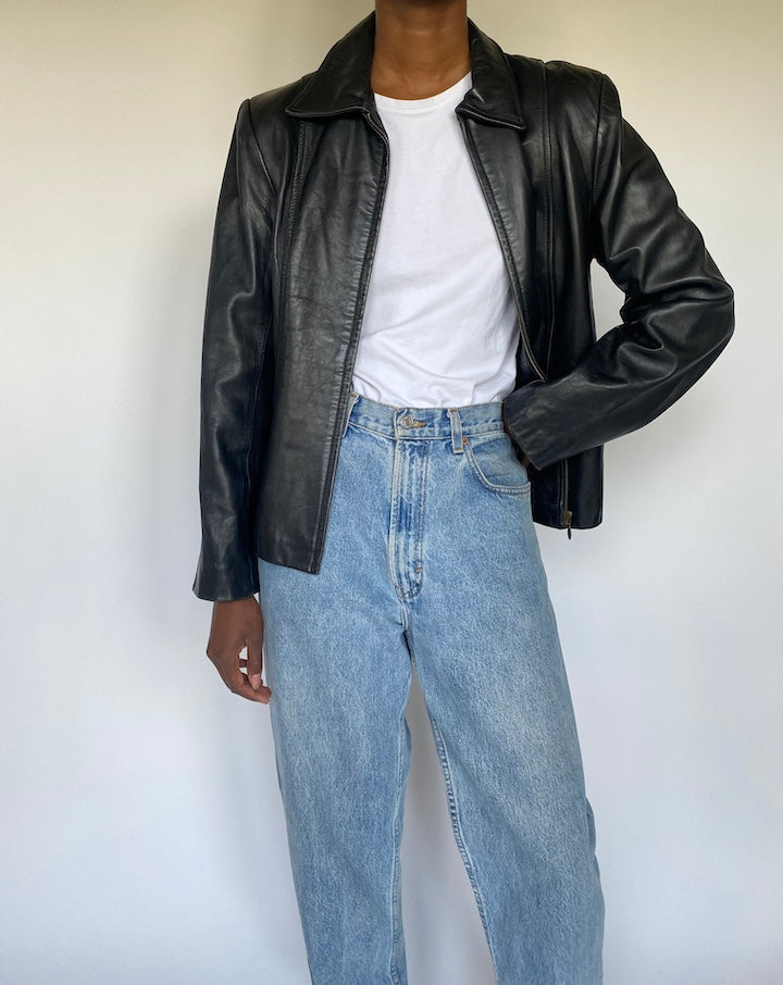 VINTAGE BLACK LEATHER JACKET 3661