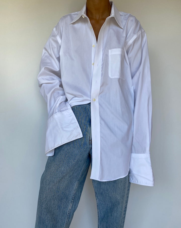 VINTAGE WHITE BUTTON DOWN LONG SLEEVE SHIRT 3260