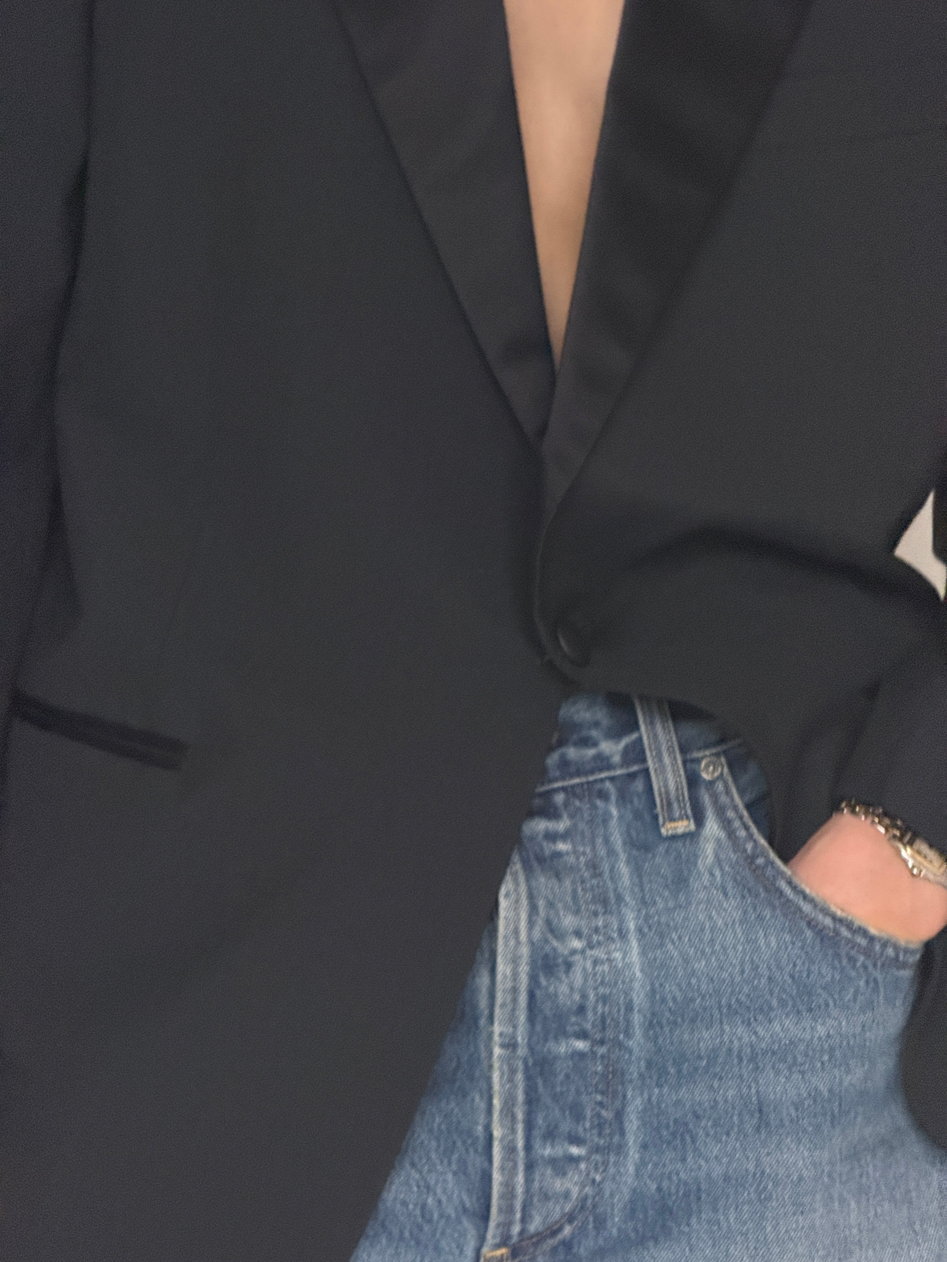 Vintage black satin lapel detail