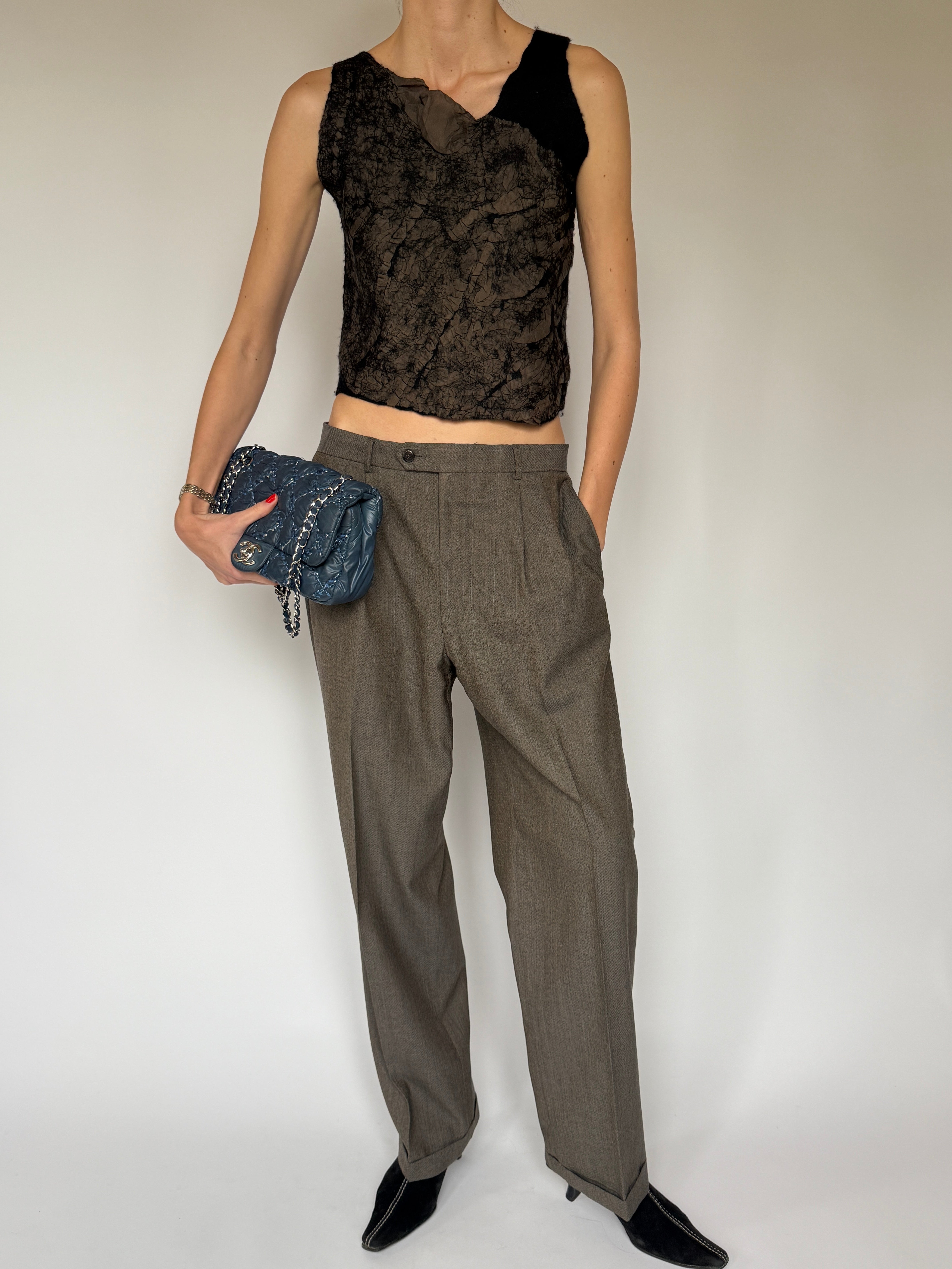 Vintage Sheer Textured Silk–Merino Top 7081