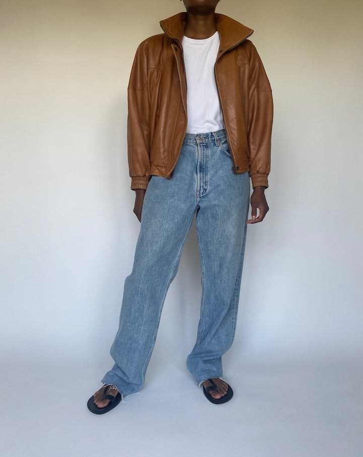 VINTAGE BROWN LEATHER JACKET 3665