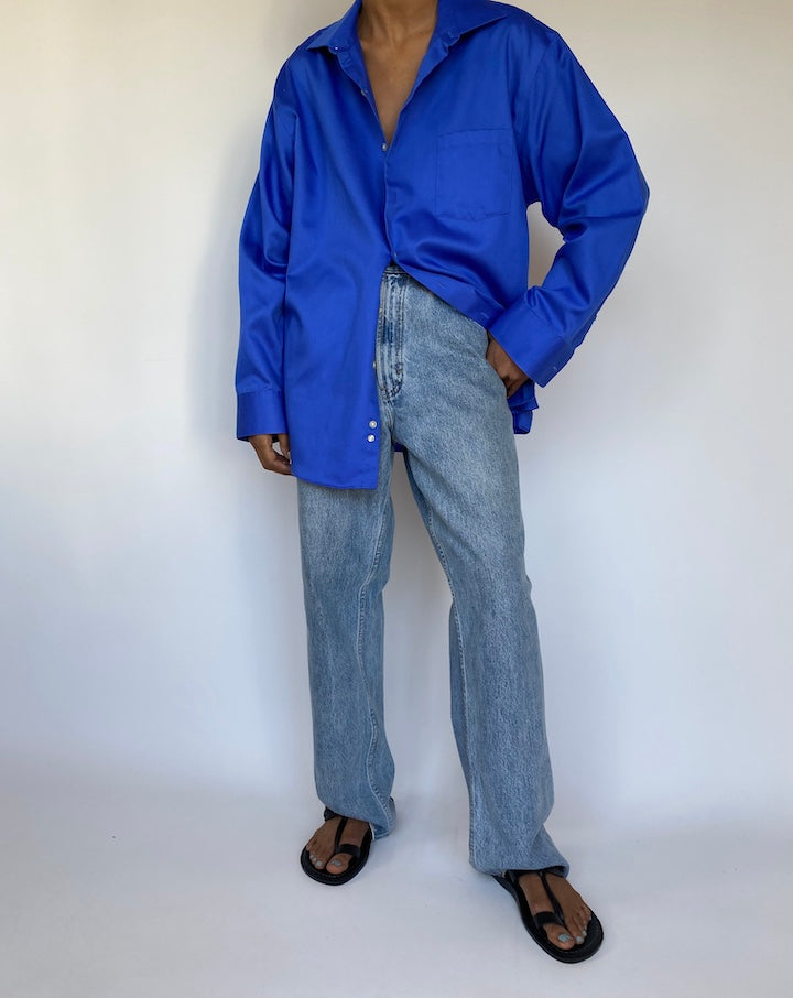 VINTAGE BLUE BUTTON DOWN SHIRT 3264