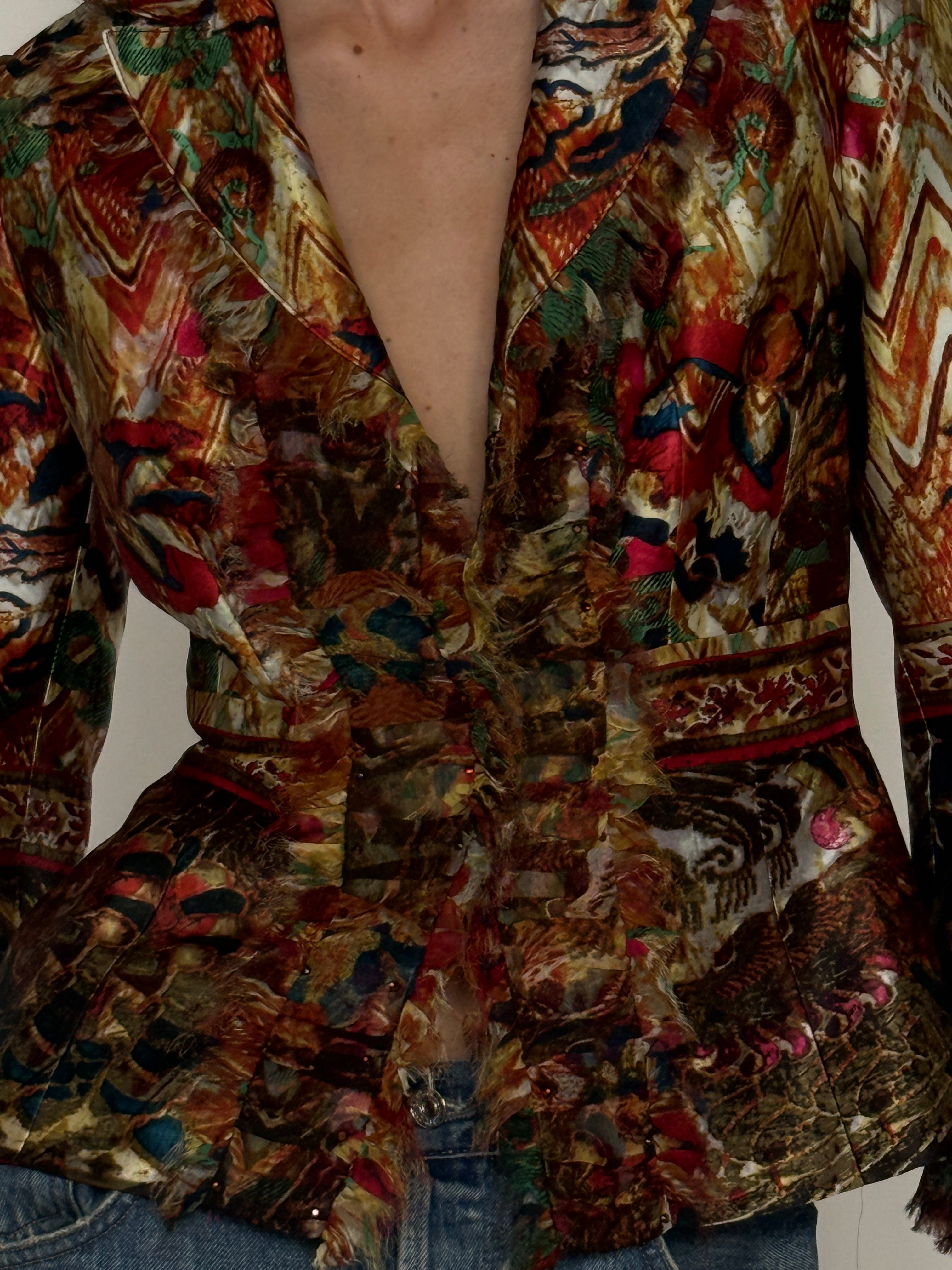 Vintage silk blazer pattern close-up