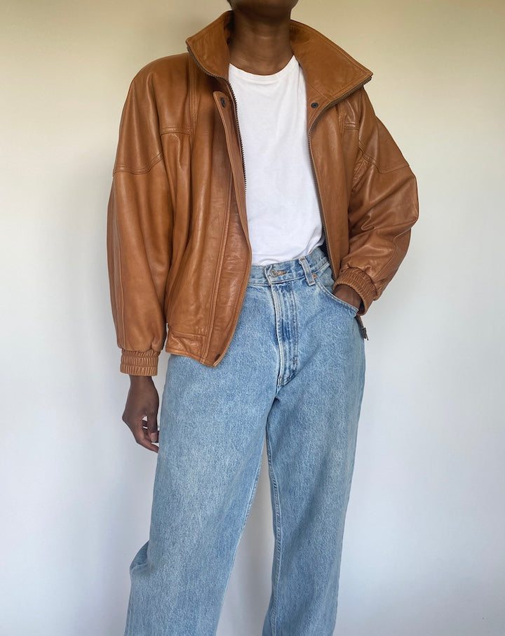 VINTAGE BROWN LEATHER JACKET 3665