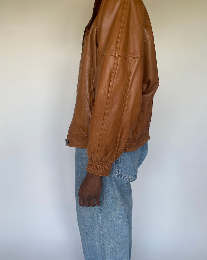 VINTAGE BROWN LEATHER JACKET 3665