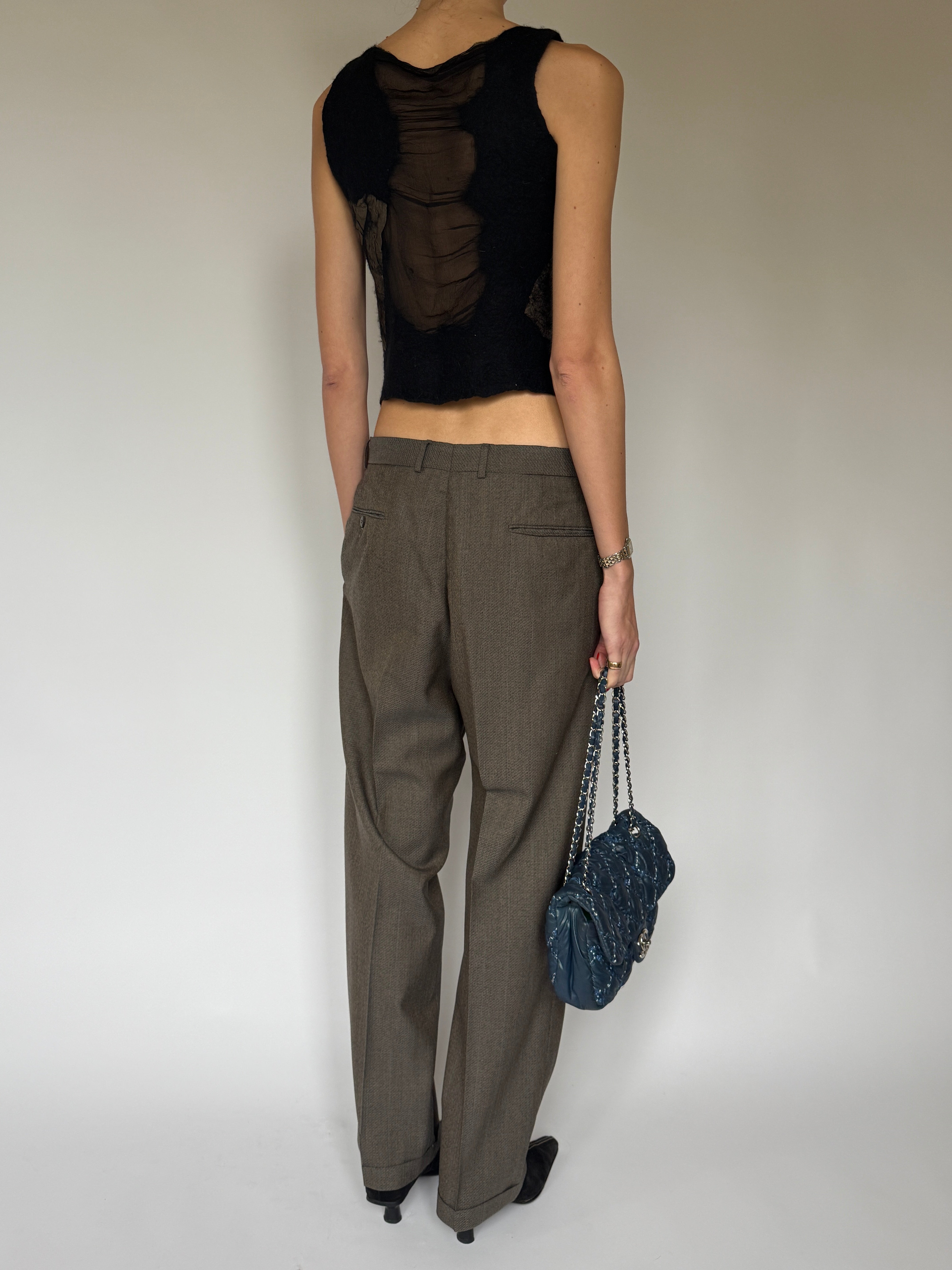 Vintage Sheer Textured Silk–Merino Top 7081