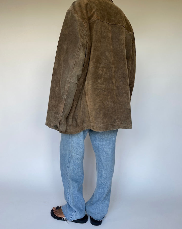 VINTAGE OVERSIZED BROWN SUEDE LEATHER JACKET 3667