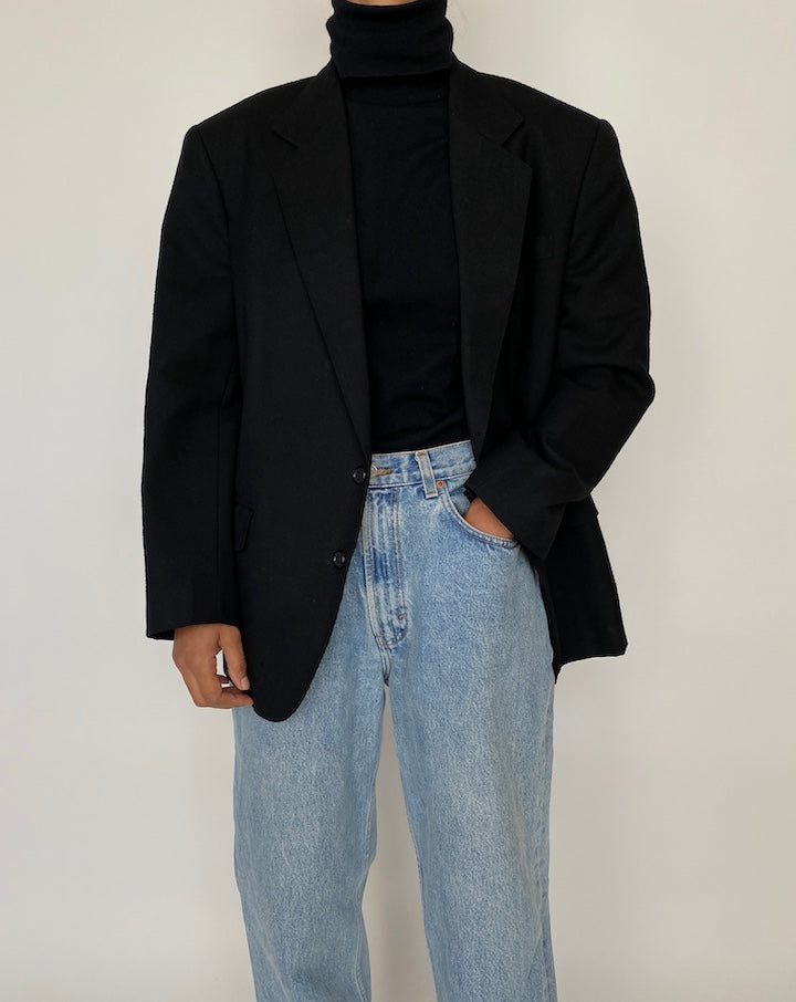 VINTAGE SINGLE BREASTED BLACK BLAZER 2088