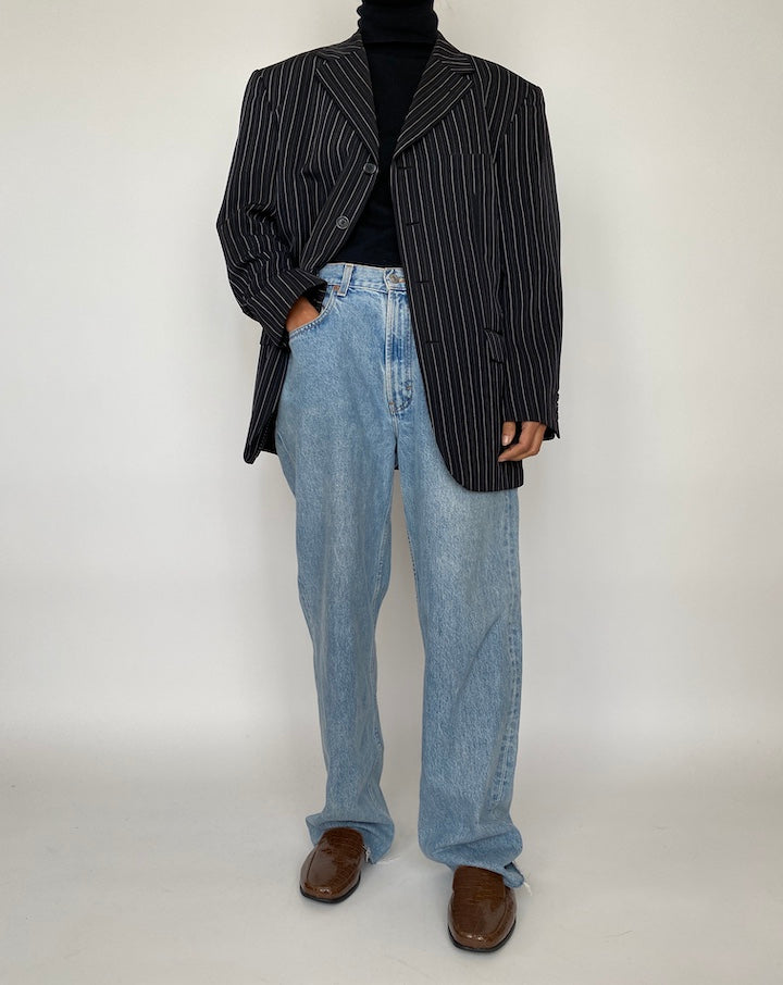 VINTAGE BLACK BLAZER WITH WHITE STRIPES 2089