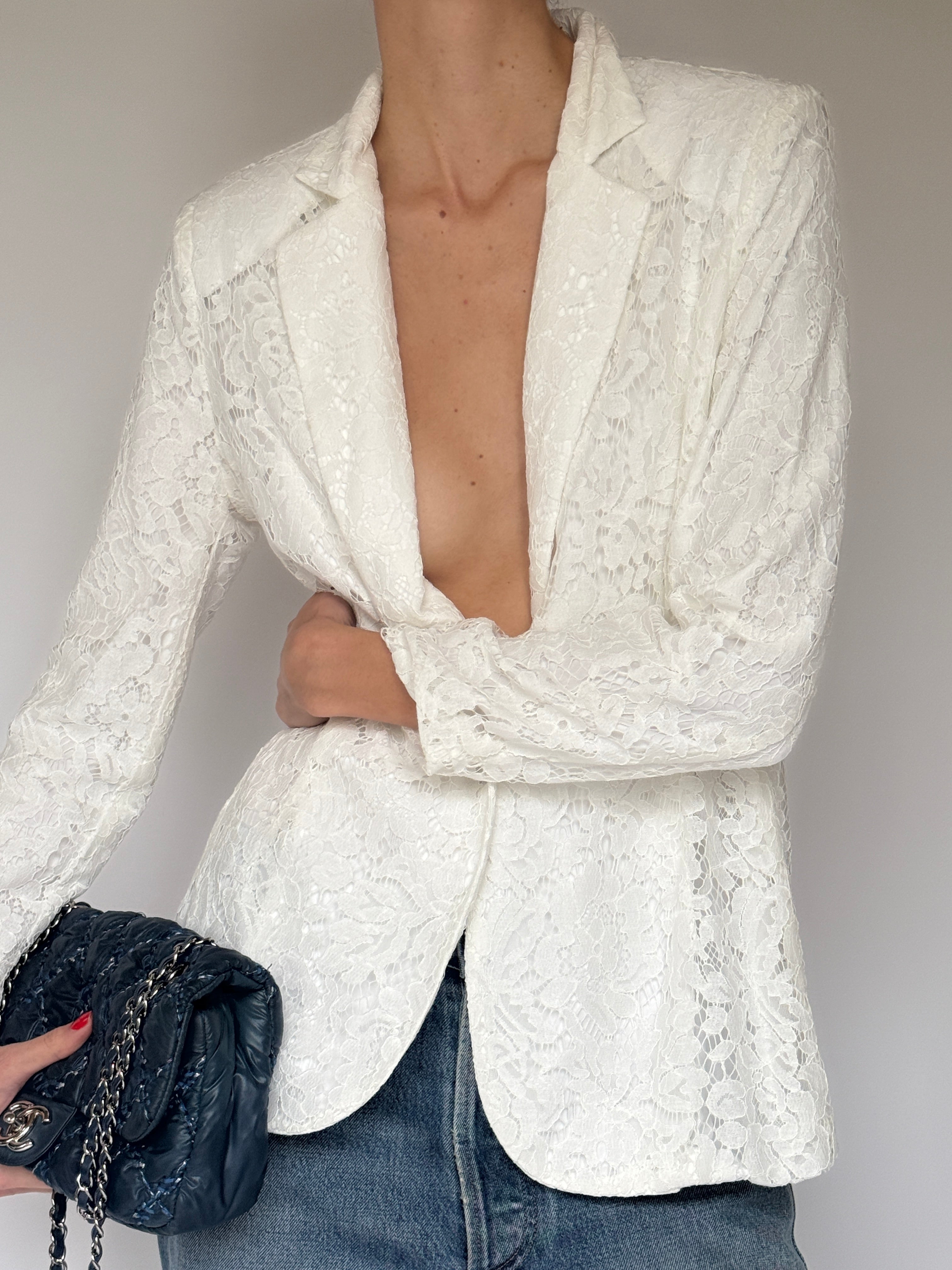 Vintage White Lace Blazer 7087