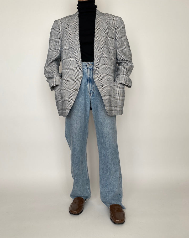 VINTAGE OVERSIZED SILK BLENDED BLAZER 2094